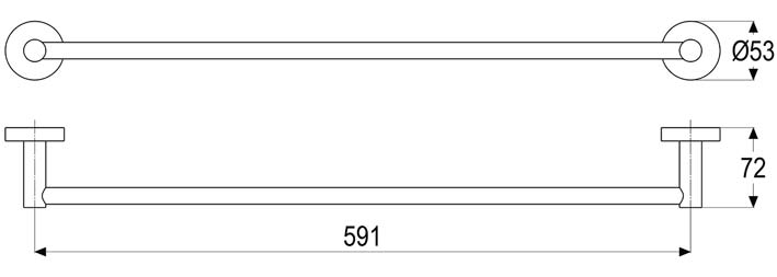 Una-Badetuchhalter-600-mm-Mass Badetuchhalter 600 mm, Chrom Maßblatt
