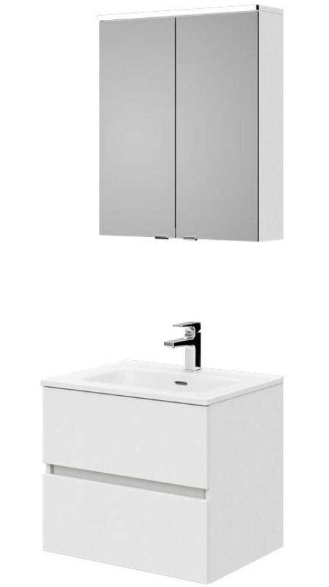 Artiqua Badmöbel WT Set mit Led Spiegelschrank weiss
