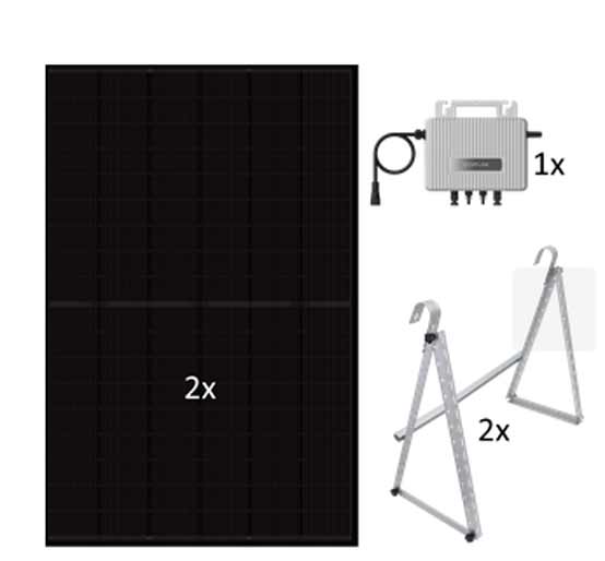 JA Solar Balkonkraftwerk 800 Watt m. Aufhängung und Wechselrichter Balkonkraftwerkset JA Solar 800 Watt Ansicht frontal