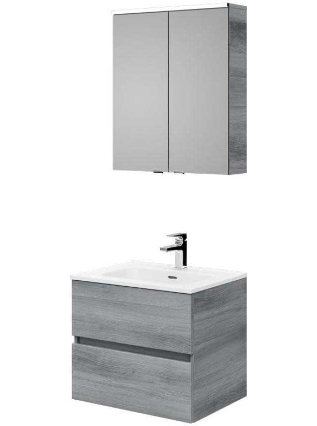 ISBMBAGLWTS61GN Artiqua Badmöbel WT Set mit Led Spiegelschrank graphit