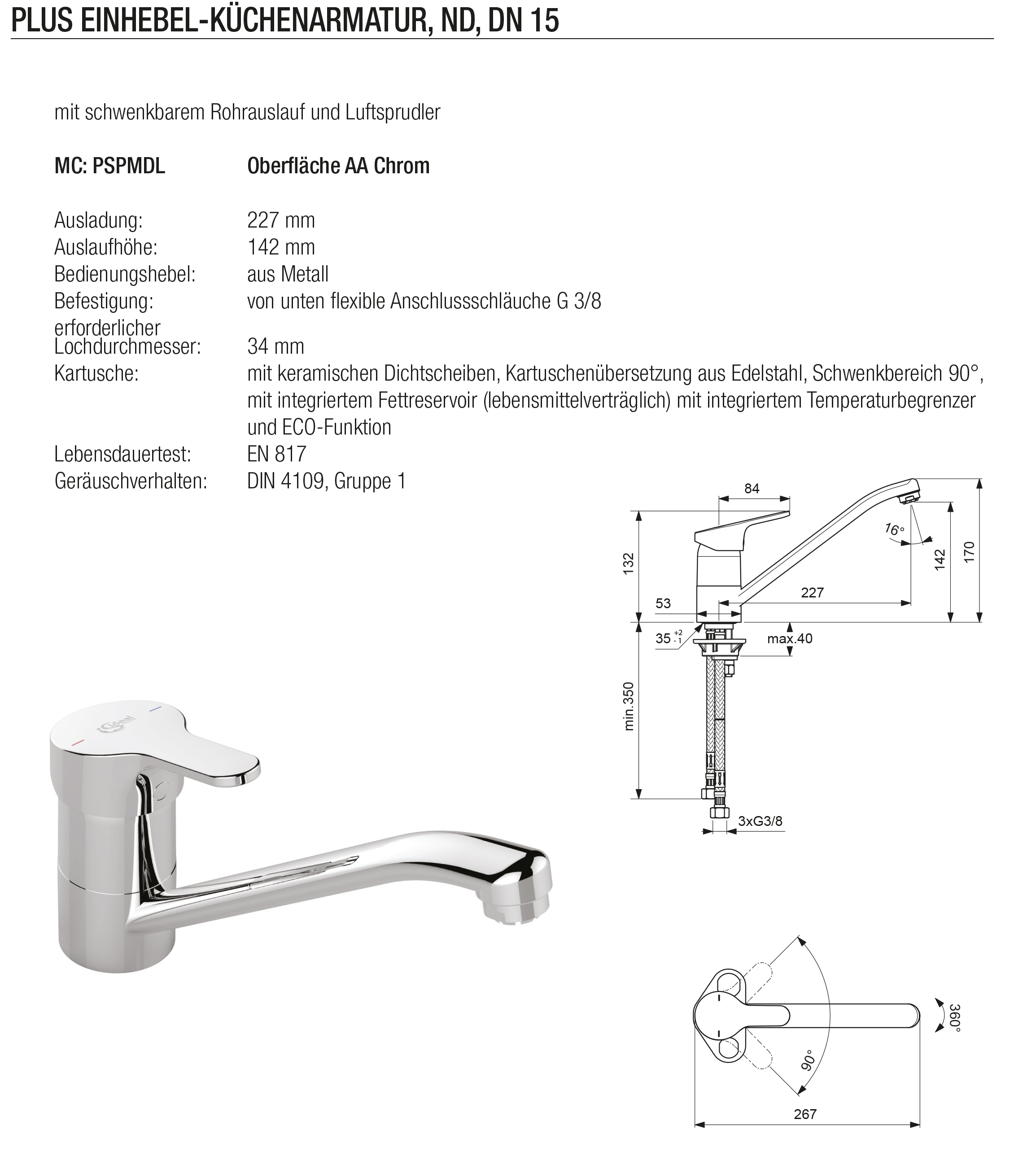PSPMDL_Plus_Einhebel_Kuechenarmatur_ND_022015 drucklose Armatur,druckloser Mischer