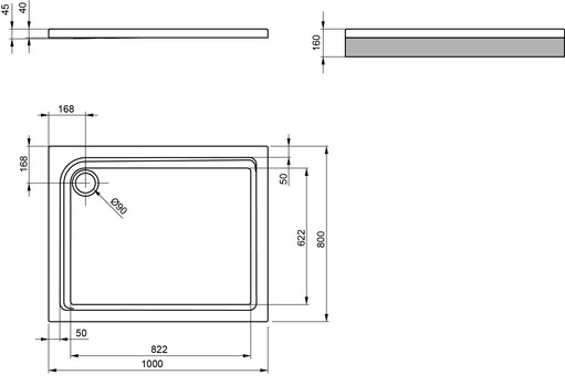 Brausetasse-One-1000X800X25Mass Brausetasse Acryl 1000X800 100x80