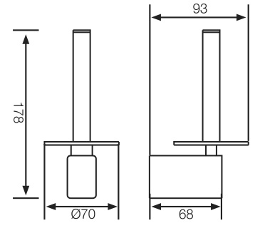 Amoa-Reserverollenhalter_mass Reserve-Rollenhalter aus Edelstahl Maßblatt