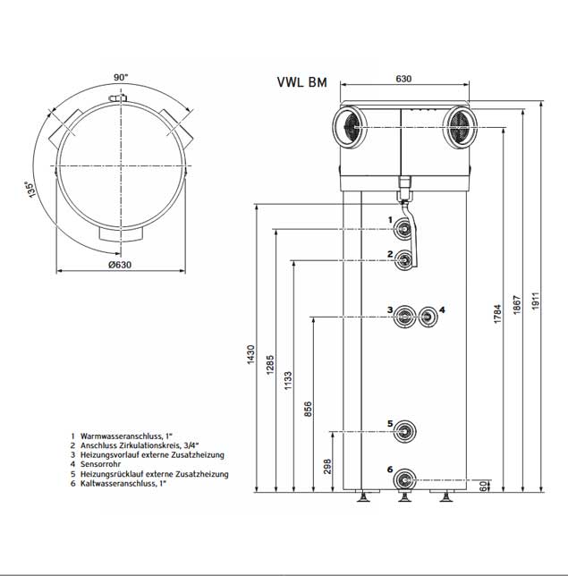 Vaillant aroSTOR plus VWL BM 260/6 WarmAbmessungen Vaillant aroSTOR plus VWL BM 260/6wasser Wärmepumpe Vaillant aroSTOR plus VWL BM 260/6 Warmwasser-Wärmepumpe mit 252 Liter STechnische Zeichnung und Abmessungen der Vaillant aroSTOR plus VWL BM 260/6 Warmwasser Wärmepumpepeicher und PV-Optimierung