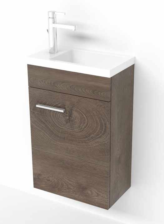 IS BASIC Mineralguss - WT- Set mit Unterbau 400 mm, Cognac OAK rechts