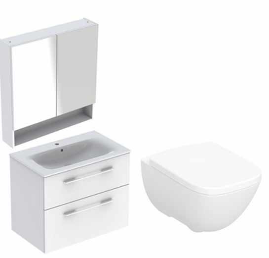 Badmöbel von Geberit Geberit Waschtisch-Set mit WC – modernes Badmöbel-Set, inkl. Waschbecken und WC
