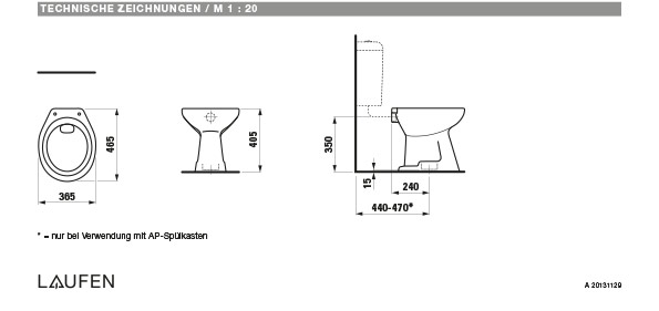 Laufen-Sedan-2122-7-Abmessungen Laufen Sedan WC Tiefspüler Maßblatt