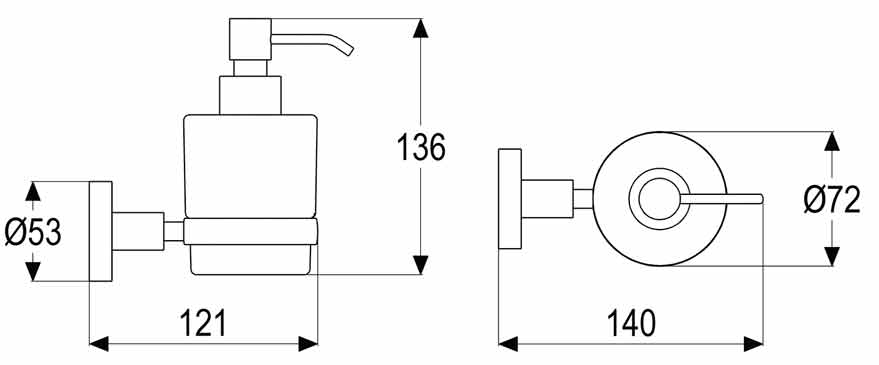 Una-Seifenspender_mass Seifenspender mit Kristallglasbehälter Massblatt