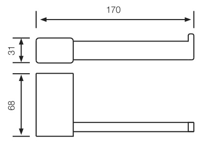 Amoa-Rollenhalter-offen_mass Toilettenpapier Rollenhalter rmit Bügel Edelstahl Maßblatt