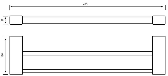 Amoa-Badetuchhalter-doppelt_mass Badetuchhalter 490 mm doppelt aus Edelstahl