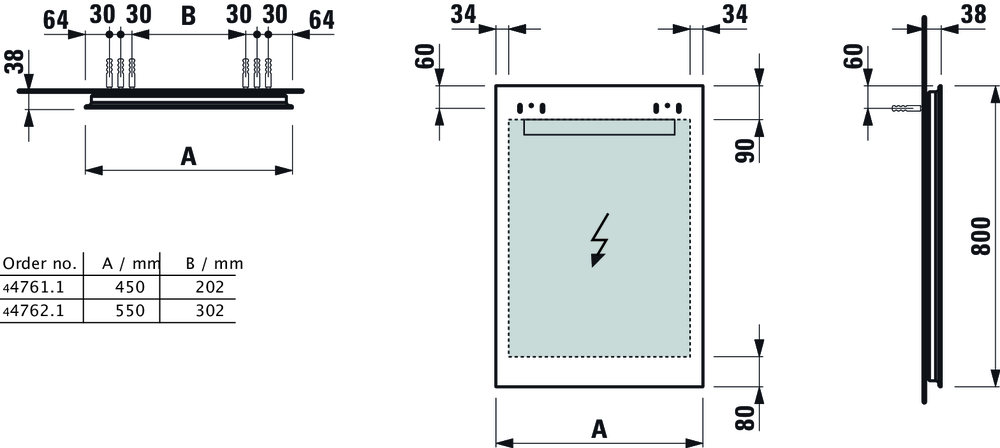Laufen-Leelo-4761-1_4762-1-Abmessungen Laufen Leelo Spiegel 450 mm mit Led Beleuchtung Abmessungen