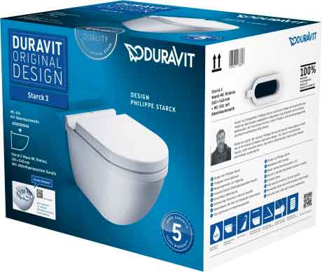 Duravit-Starck3-Wand-WC-Set-sp-lrandlos Starck 3 Wand WC Set rimless