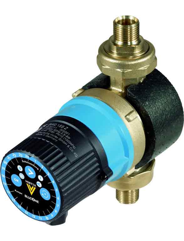 Vortex-Zirklulationspumpe Vortex Brauchwasserpumpe BWO 155 V Z 3/4", mit 24h Zeitschaltuhr