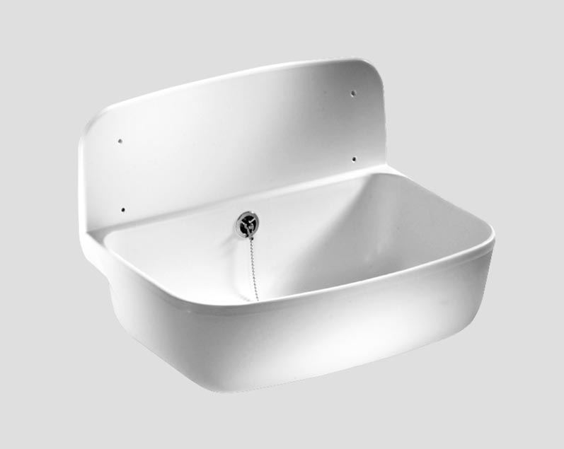 Abu-Ausgussbecken-weiss Abu Ausgussbecken Kunststoff mit Rückwand