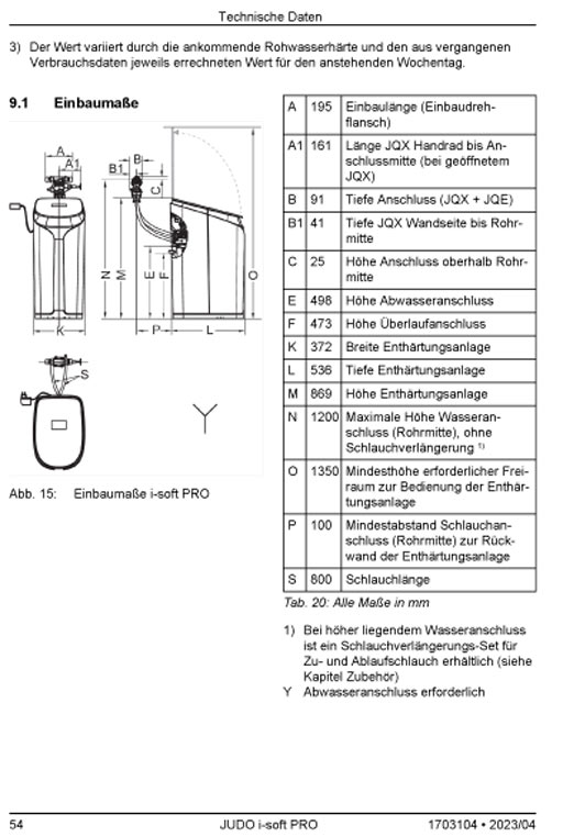 I-soft-Pro_-Abmessungen_kom JUDO i-soft PRO Enthärtungsanlage Abmessungen kompakt