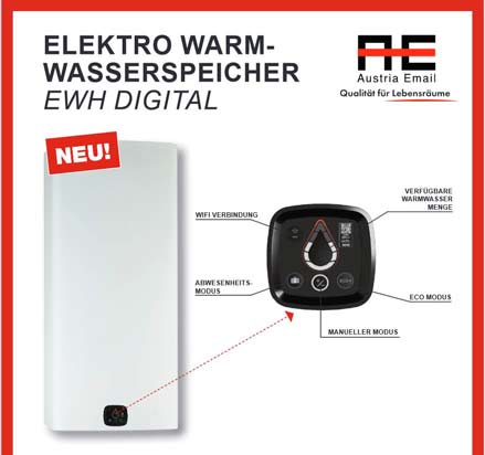 Austria-Boiler-EWH-Digital Austria Email EWH Digital 80 Elektrohängespeicher Beschreibung