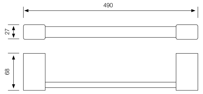 Amoa-Badetuchhalter49_mass Badetuchhalter 490 mm aus Edelstahl Maßblatt