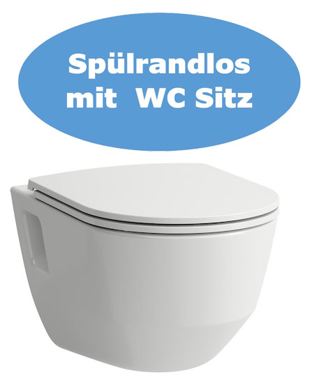 2096-4-Set Laufen Wand WC Set spülrandlos Pro mit Sitzbrett mit Absenkautomatik
