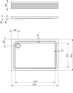Brausetasse-One-1200X800X35Mass Brausetasse Acryl 1200X800 120X80