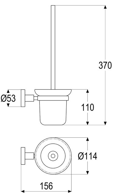 Una-Toilettenb-rstengarnitur-Mass Una Toilettenbürstengarnitur verchromt wandhängend Maßblatt