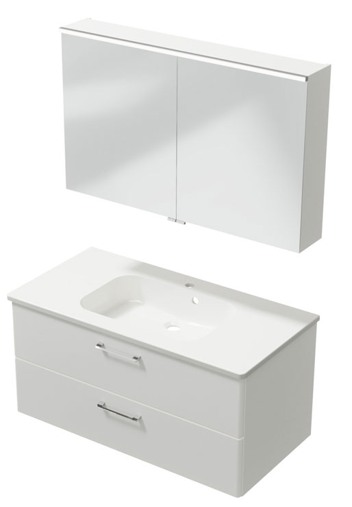 Trinnity One Möbelset 1020 mm weiß hochglanz Trinnity One Möbelset 1020 mm weiß hochglanz