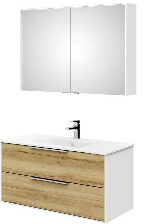 Artiqua Badmöbel Premium WT Set mit Led Spiegelschrank 1010 mm Ribbeck 