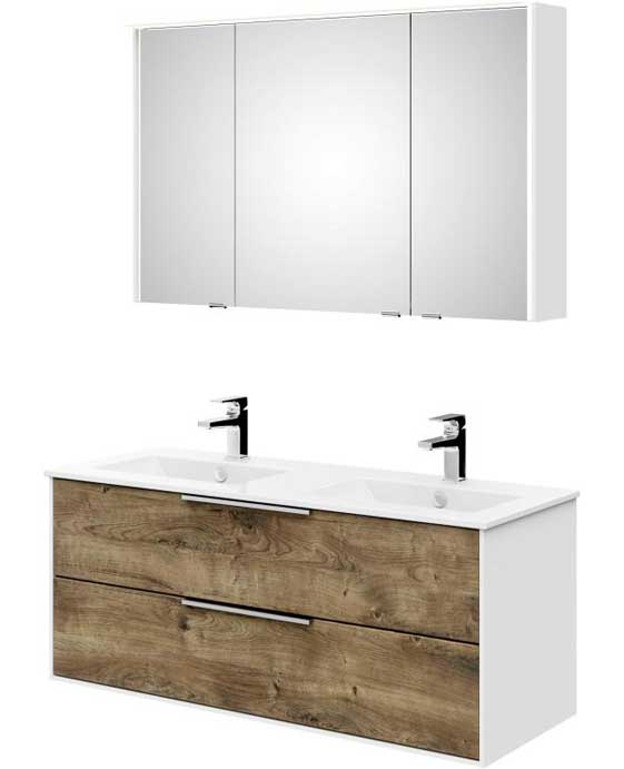 ISBMPRPWTS121ERN Artiqua Badmöbel Premium WT Set mit Led Spiegelschrank 1210 mm